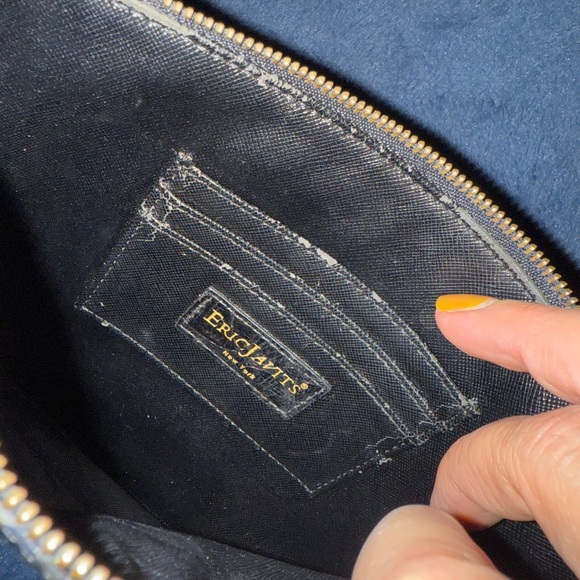 Eric Javits Snake Skin Black Clutch with Gold Zipper Clutch 9x6 - Picture 6 of 6